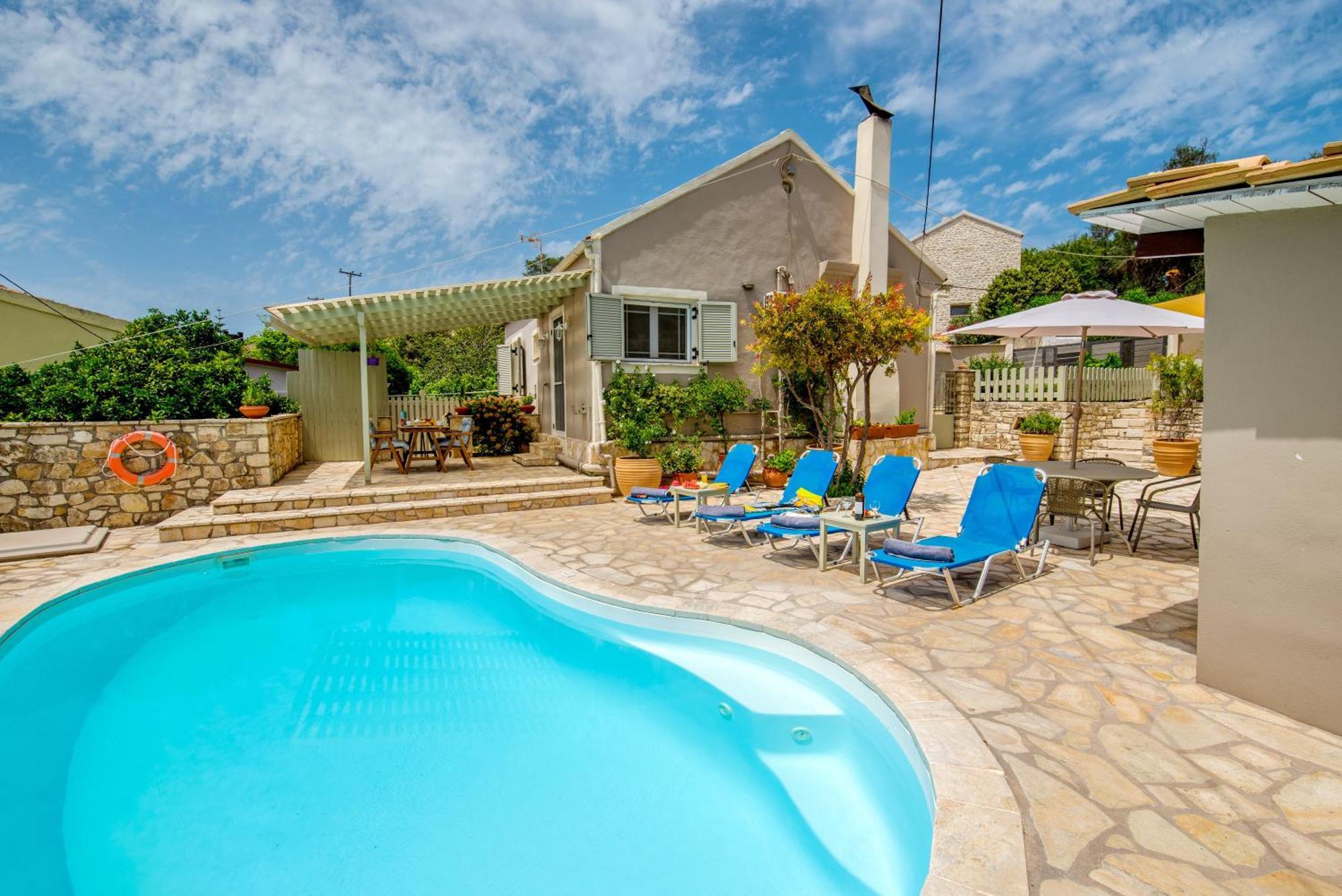 Loggos Seaview Cottage With Private Pool By Konnect Longos  Exterior photo